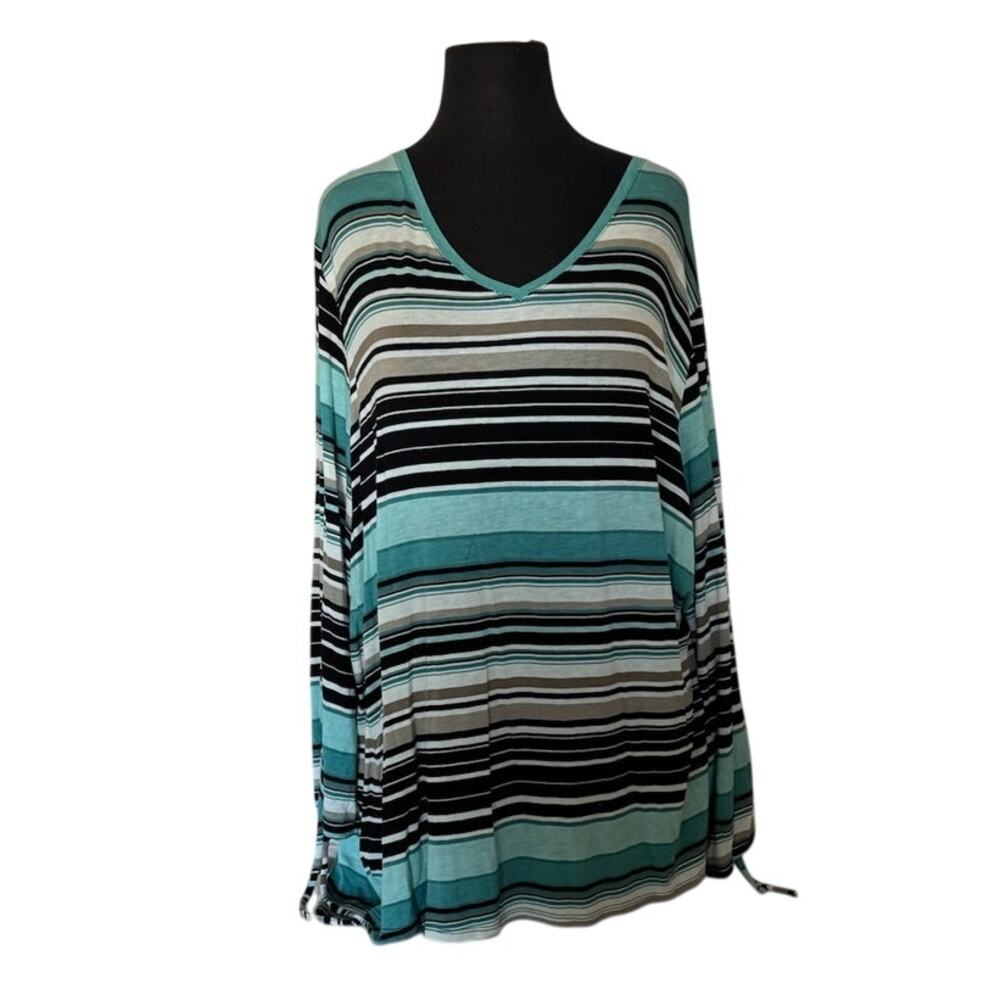 C. Est. 1946 Striped V Neck High Low Shirt Long Sleeves - 22/24